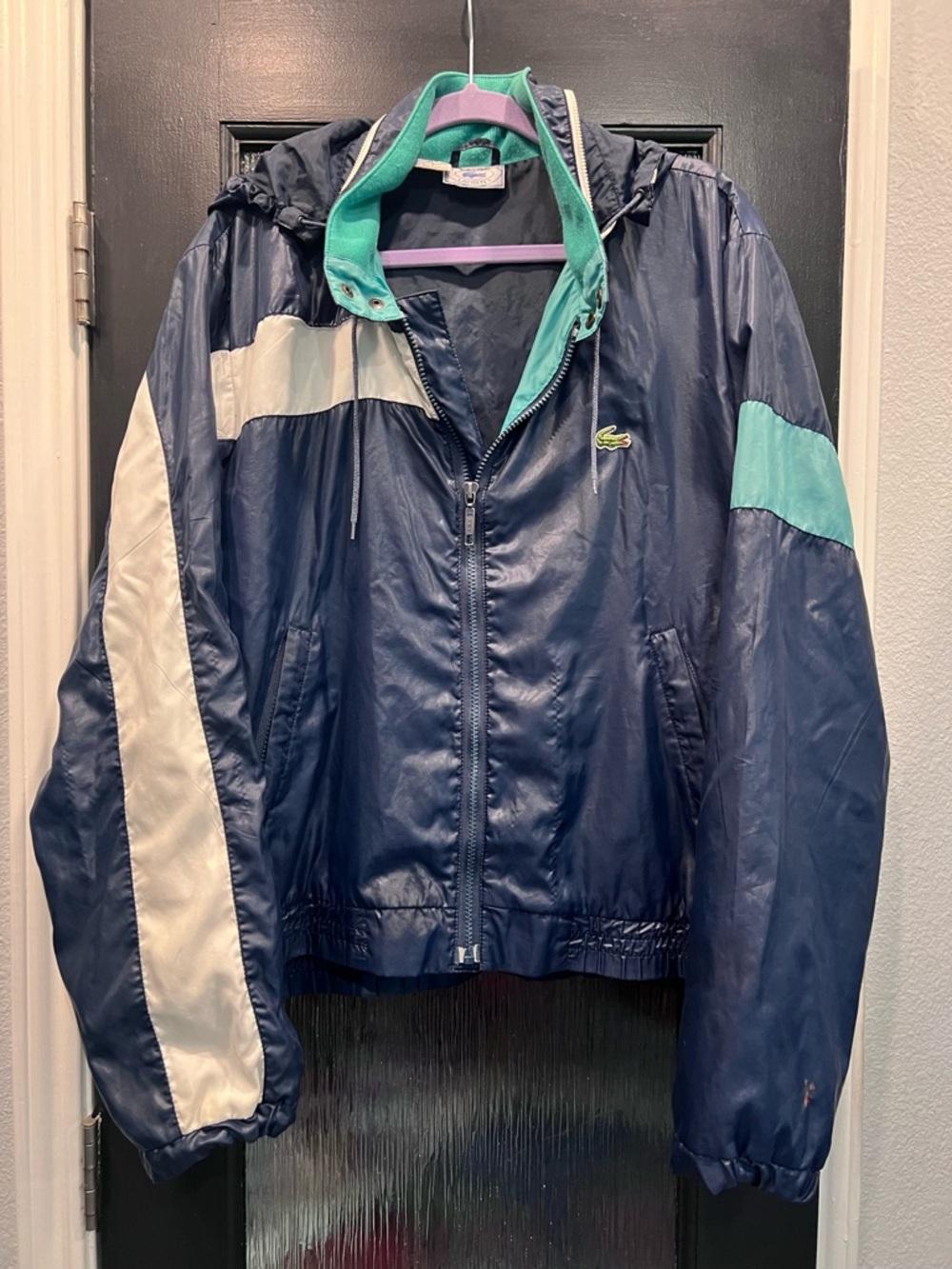 Vintage Lacoste Navy Jacket with Mint Green Trim